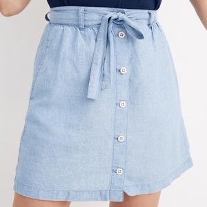 Madewell Denim Button-Front Tie Mini Skirt